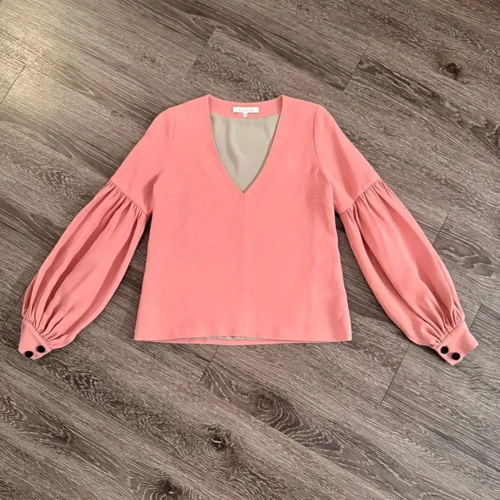 Alexis Pink V-Neck Balloon Sleeve Blouse